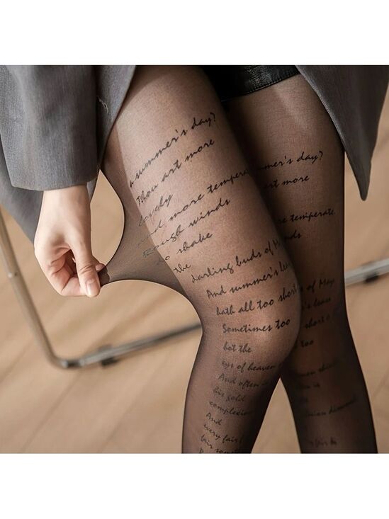 Boutique Accessories - Trendy Script Pattern Sheer Tights - Comfortable & Stylish Legwear